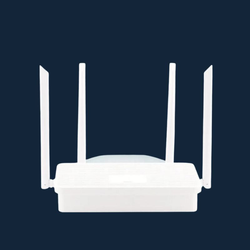 נתב AC1200 Wi-Fi עם רשת כפולה, ואפשרות לעבוד כרפיטר Wi-Fi עם 4 אנטנות בתדרי 2.4GHz ו-5GHz, וחיבור Gigabit Ethernet - הפתרון המושלם לרשת האלחוטית בביתכם! White , ראוטר אלחוטי מבית סמארטקום . מתאים לשימוש כ נתבים אלחוטיים תקשורת .