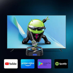 סטרימר איכותי עם אנדרואיד 13, תמיכה בסרטי וידאו 8K, חוויית צפייה מרהיבה ב 4K HDR10+, עם Dual Wifi, Bluetooth, ו Google Voice. מגיע עם 4GB ראם ו 32GB אחסון | Smart TV Box , סטרימר מבית סמארטקום . מתאים לשימוש כ סטרימר .