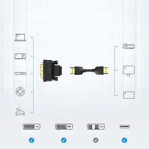 מתאם דו-כיווני DVI ל-HDMI ו HDMI ל-DVI-D 24+1 זכר לנקבה ונקבה לזכר, מתאים למחשבים, מקרנים ולפלטפורמות נוספות , מתאם וידאו מבית סמארטקום . מתאים לשימוש כ DVI hdmi מתאמים .