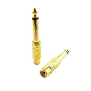 מתאם מונו מוזהב - מ AUX ברוחב 6.35 מ"מ זכר ל RCA נקבה 2 יחידות , כבל אודיו מבית סמארטקום . מתאים לשימוש כ AUX RCA אודיו מתאמים .