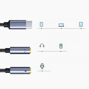 ממיר כרטיס קול חיצוני USB C 7.1 עם צ'יפ HiFi DAC לסמסונג שיאומי אייפד - כניסת USB C, לשני יציאות 3.5mm לחיבור אוזניות ורמקול , מתאם אודיו מבית סמארטקום . מתאים לשימוש כ AUX Type c מתאמים .