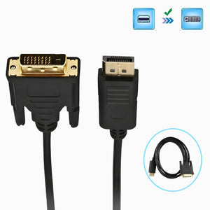 כבל ממיר מ DisplayPort ל DVI באורך 1.8 מטר, כבל ממיר מ DP ל DVI, ממיר למחשבים ולפטופים של HP, Dell, Asus ועוד , כבל וידאו מבית סמארטקום . מתאים לשימוש כ DP DVI כבלים מתאמים .