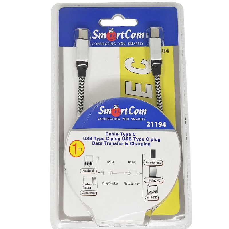 כבל TYPE C ל-TYPE C , כבל USB מבית סמארטקום . מתאים לשימוש כ Type c כבל טעינה כבלים .